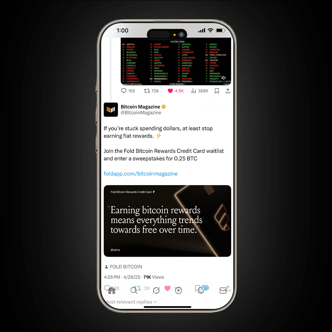 Reply Tweet on Bitcoin Magazine X Handle
