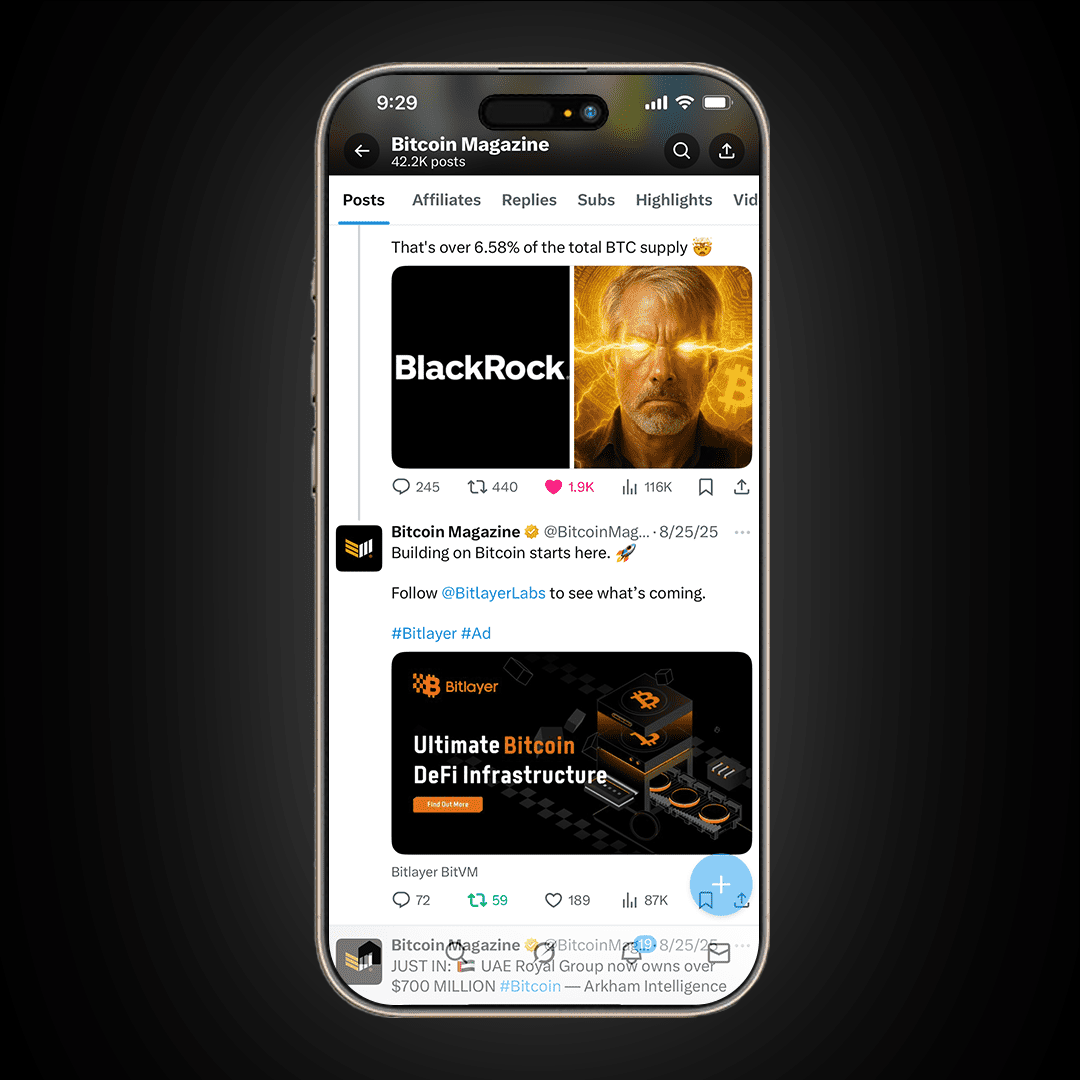 Reply Tweet on Bitcoin Magazine X Handle